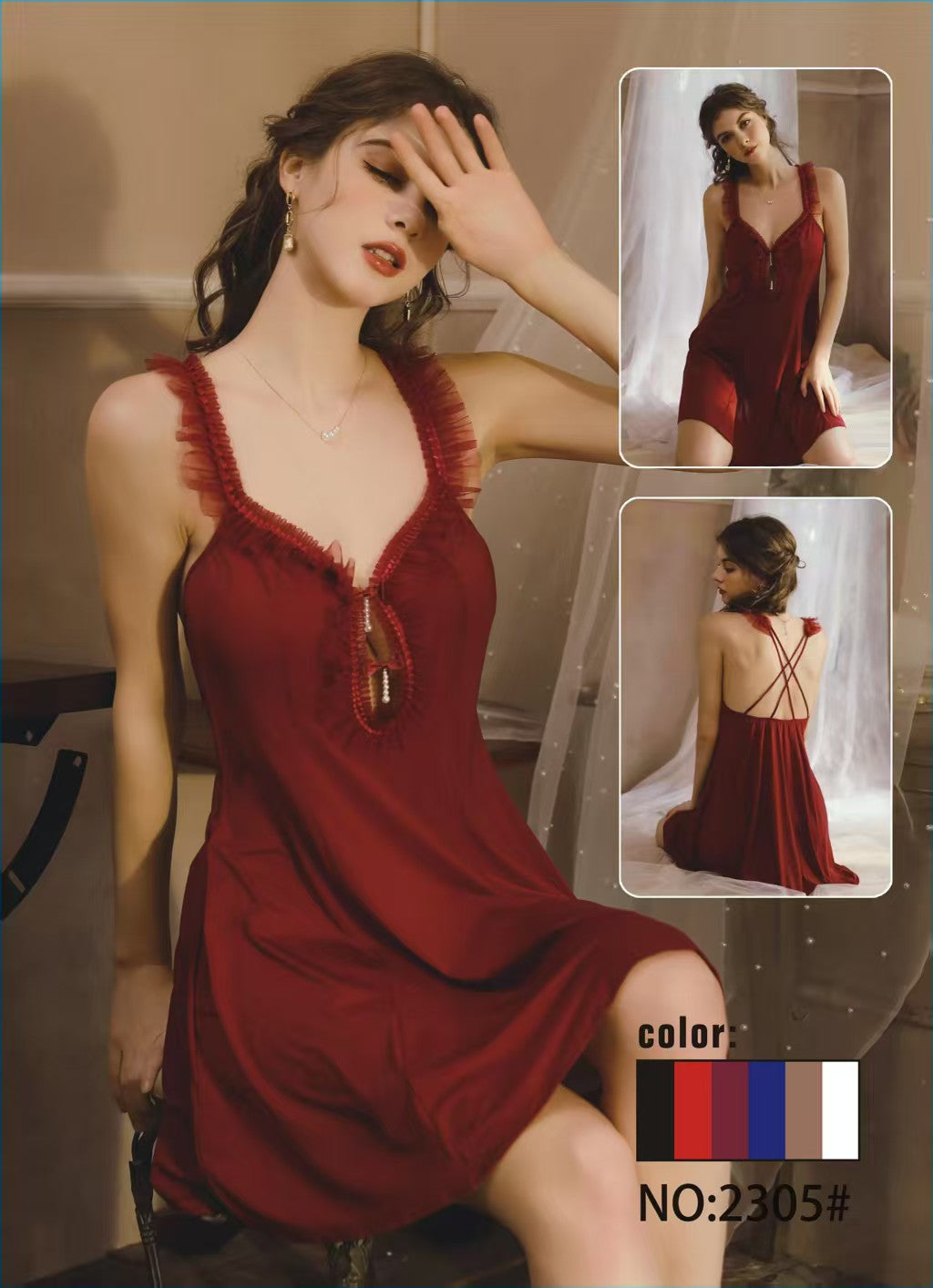 Romantic Laced Silk Nighty