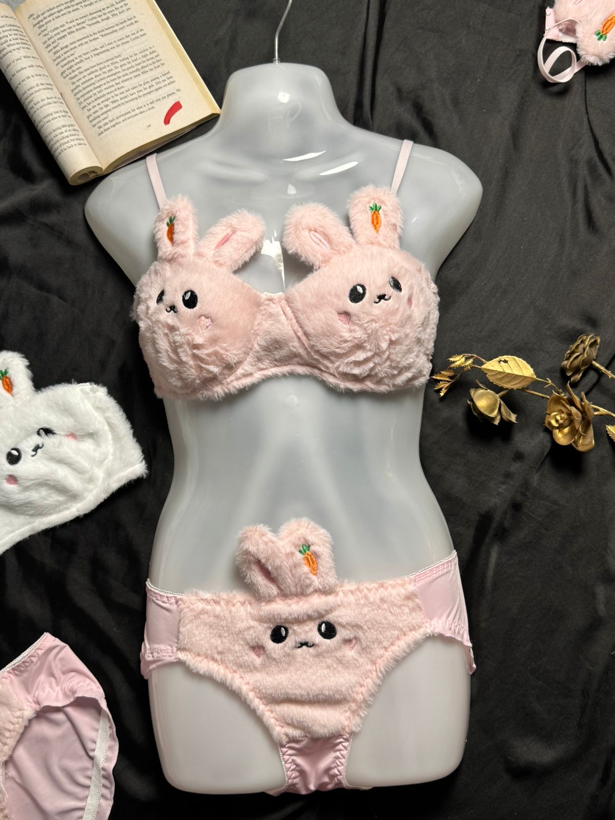 Fluffy Teddy Bear Bra & Panty Set