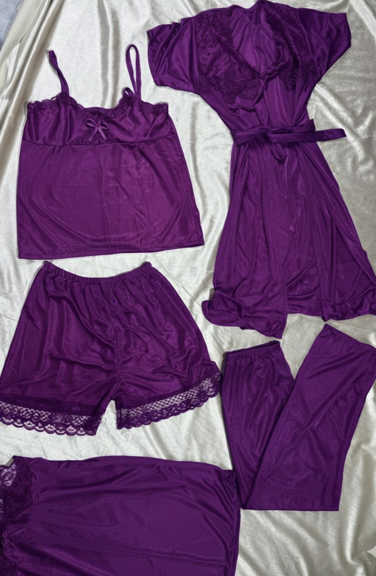 Romance Bloom Silk Nighty (5Pc)